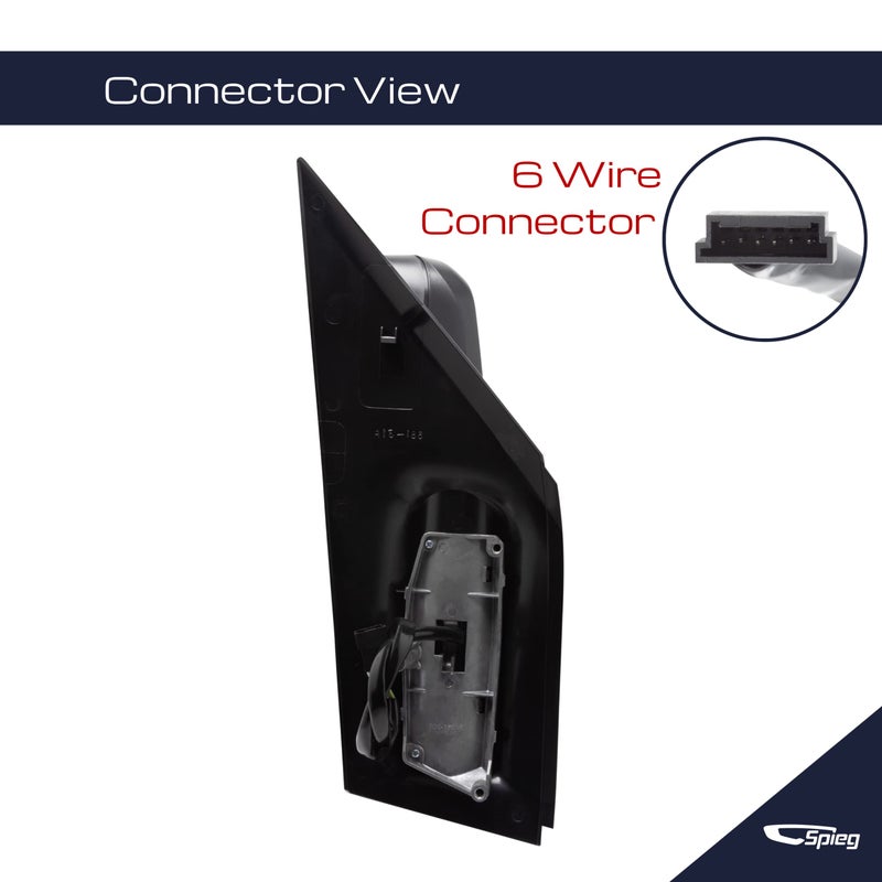 Spieg Driver Side Mirror for 2008-2018 Dodge Freightliner Mercedes Sprinter Power Adjustment Heated Glass Turn Signal Light Textured Black 6 Pin Left MB1320114 - Image 5